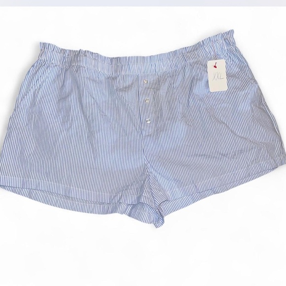 LOFT Light Blue and White Striped Shorts - Picture 1 of 3